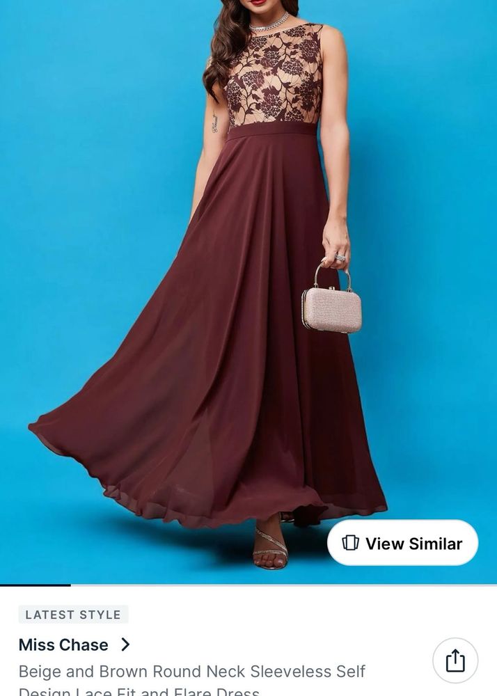 Party wear brown branded gown in size 36