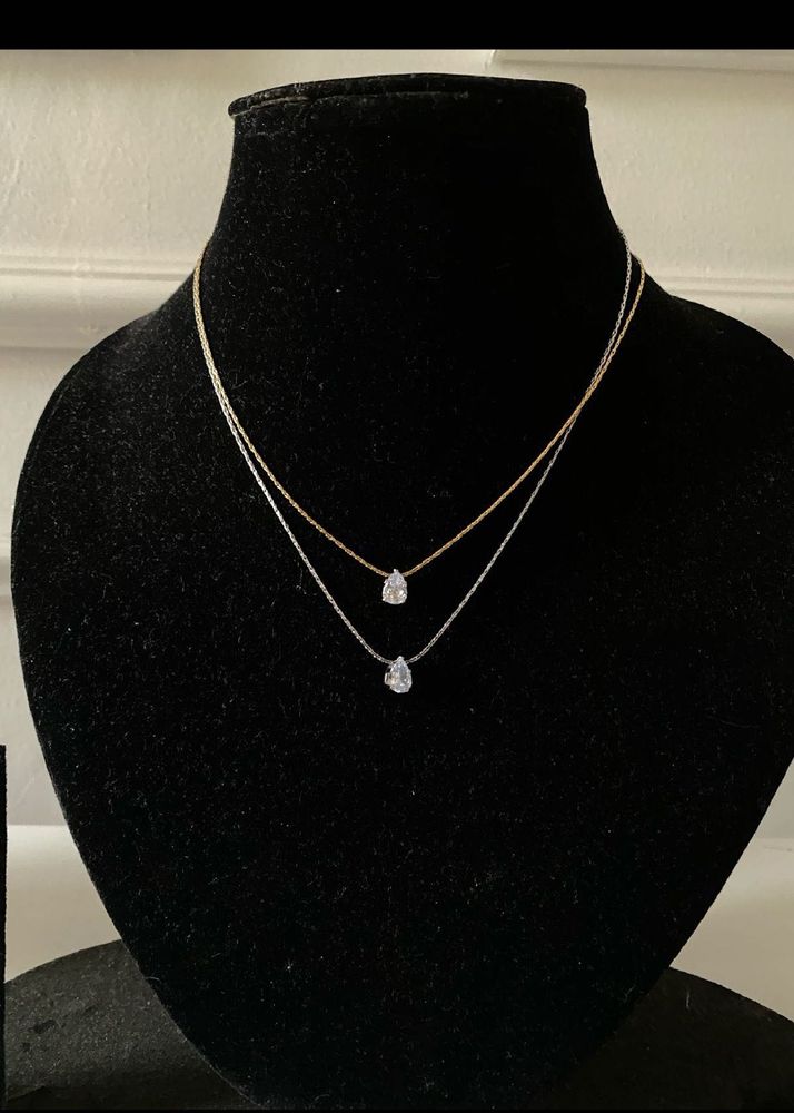 Tear Drop Solitaire Pendant Neckchain