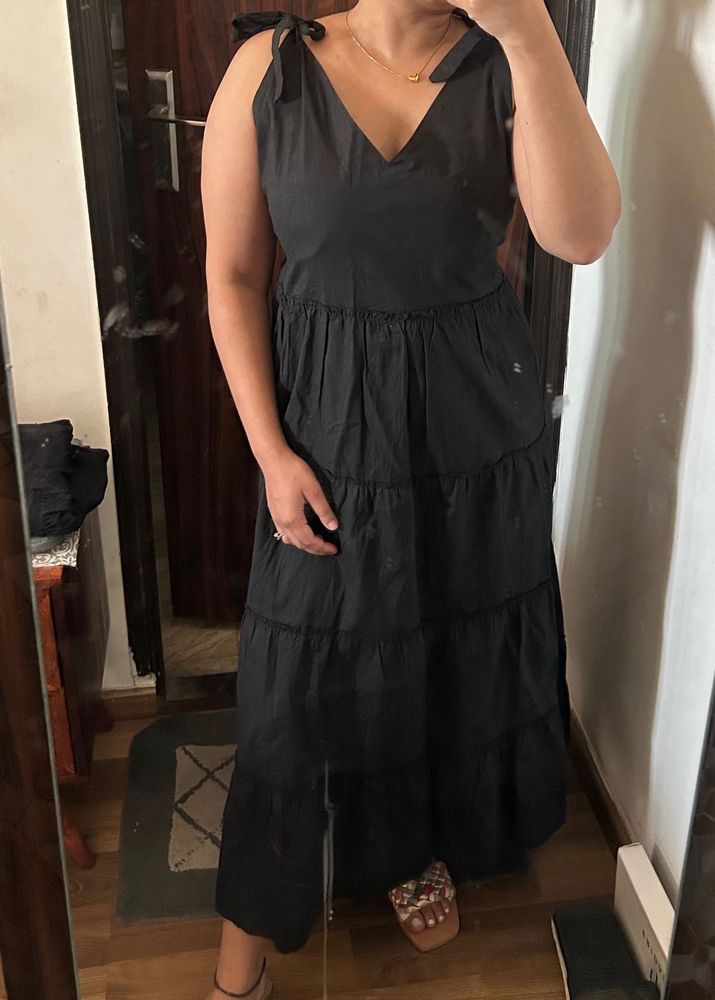 Black Summer Dress With Knotted Straps