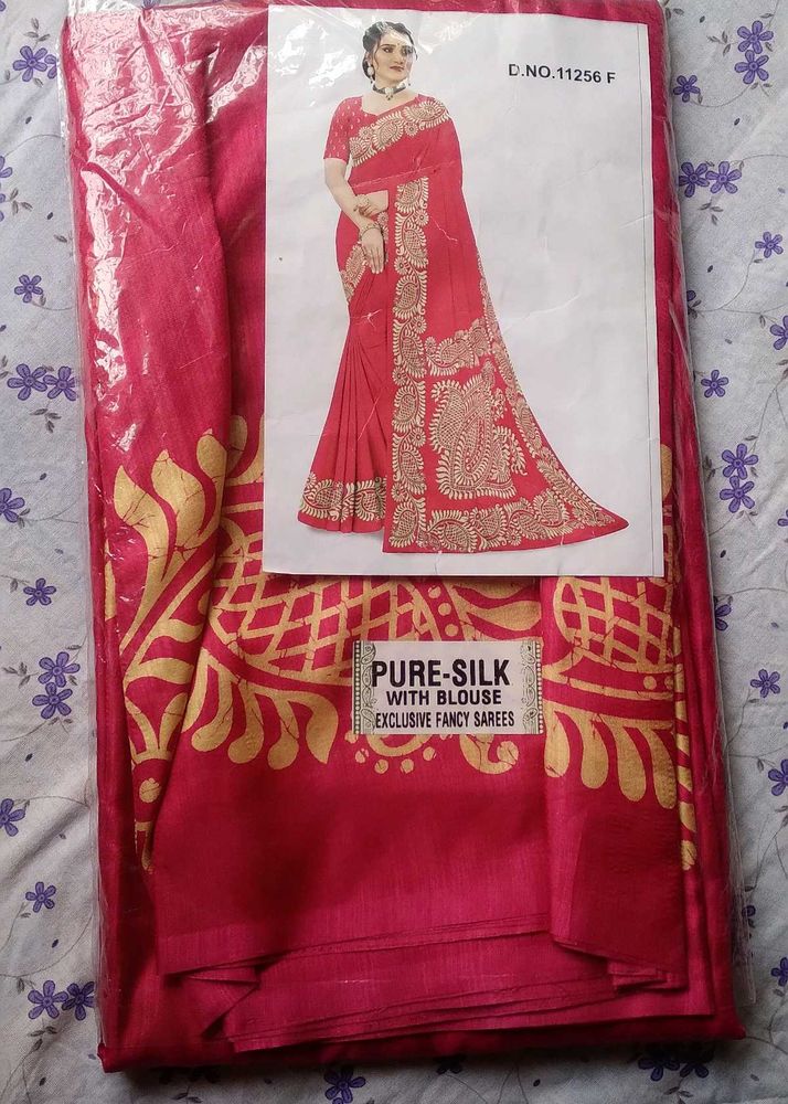 Elegant Red Silk Saree