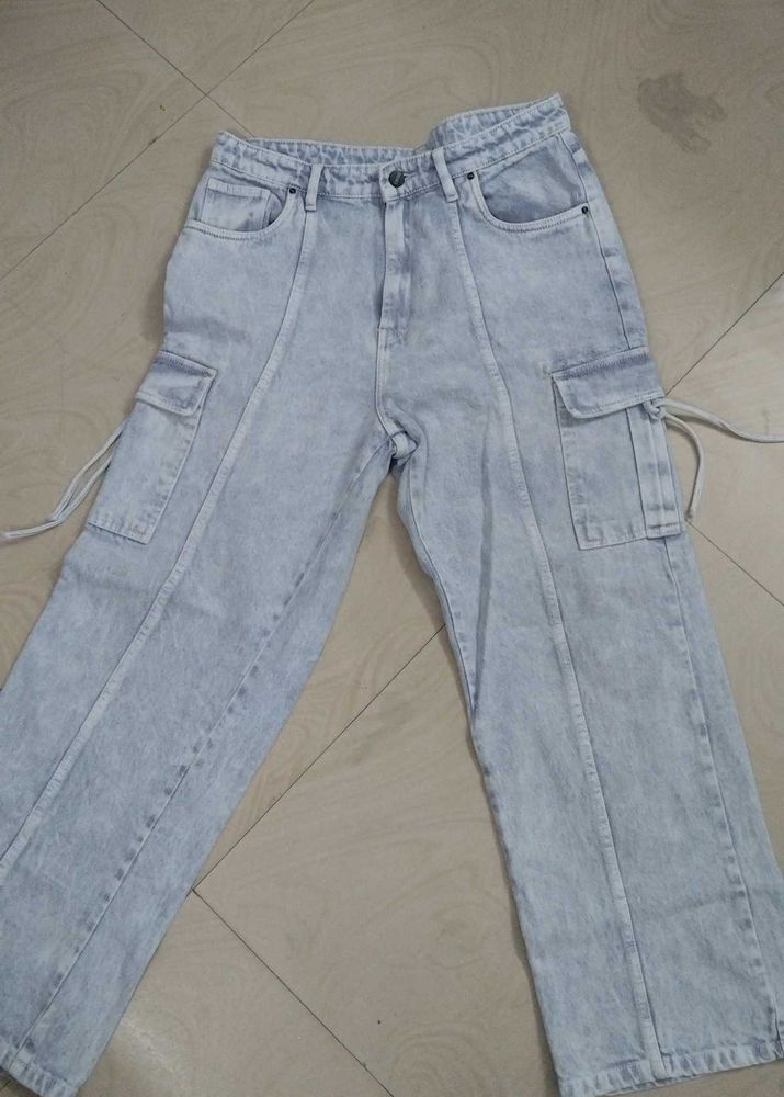 Light Wash Cargo Jeans