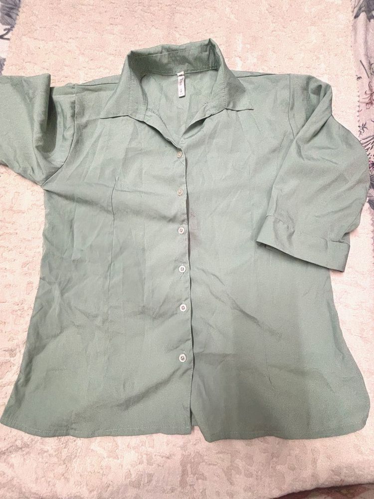 Combo of sage green and rust pink shirt