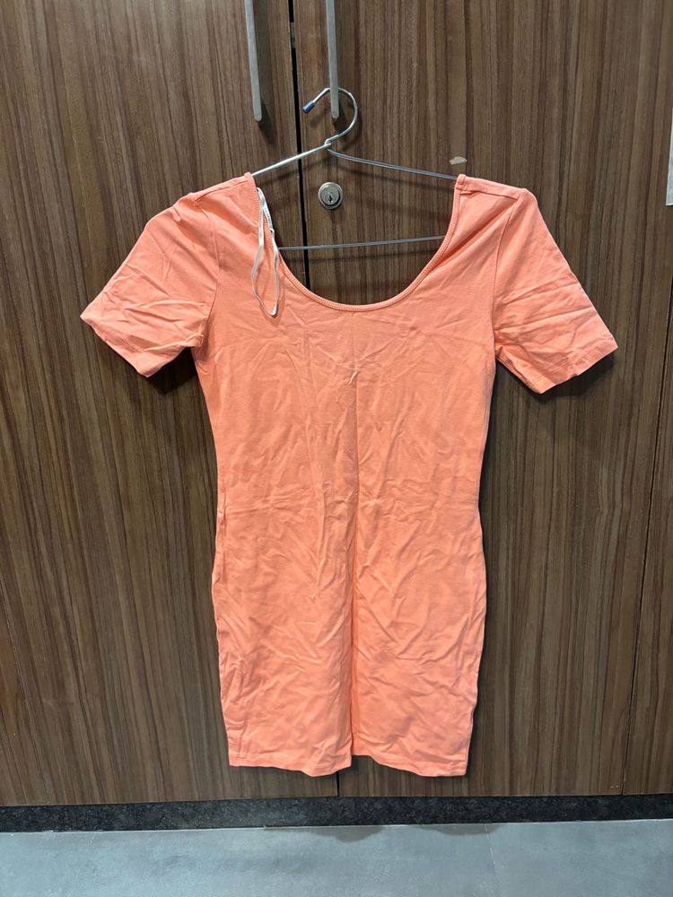 Coral Peach Colour Forever 21 Dress