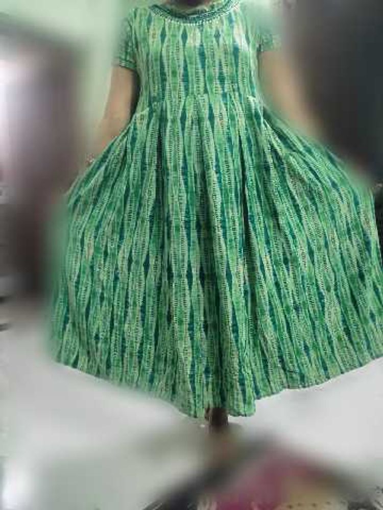 Green Printed Casual Dress
