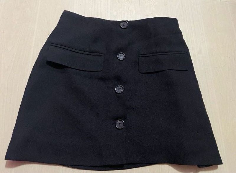 Forever 21 Black Button Up Mini Skirt