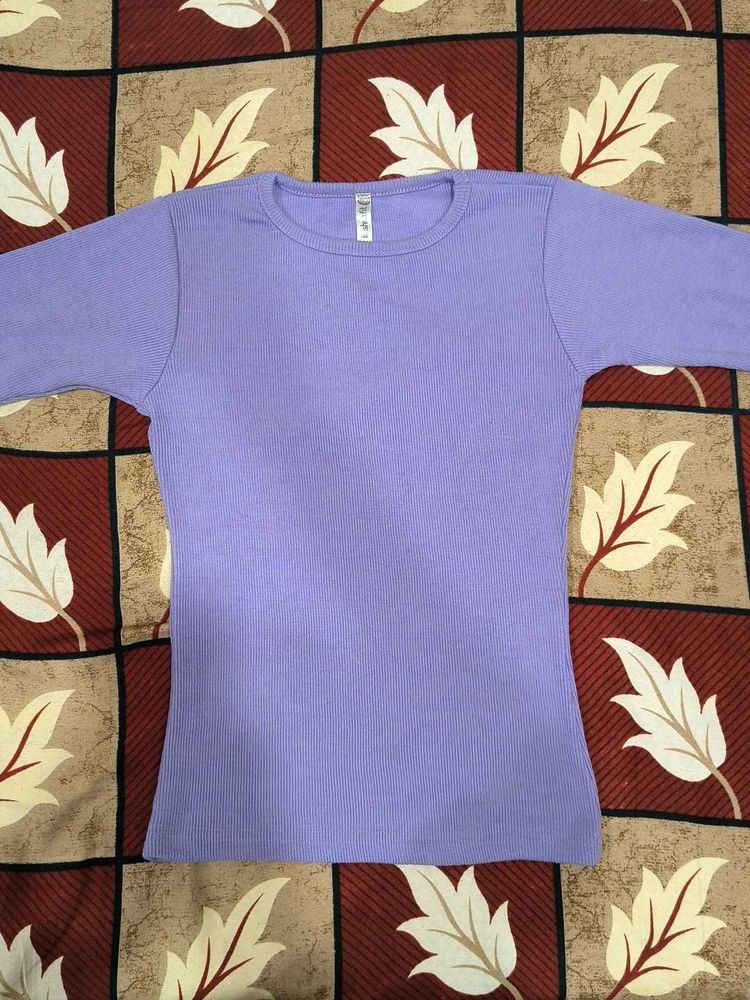 Lilac Ribbed Long Sleeve Top