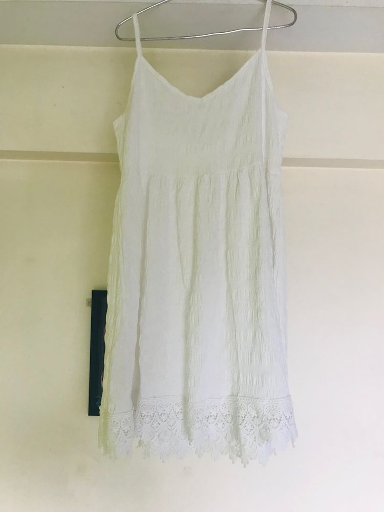 White Mini Strip Dress