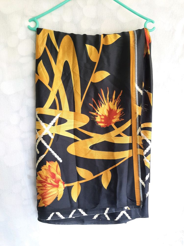 Women Black Satin Saree