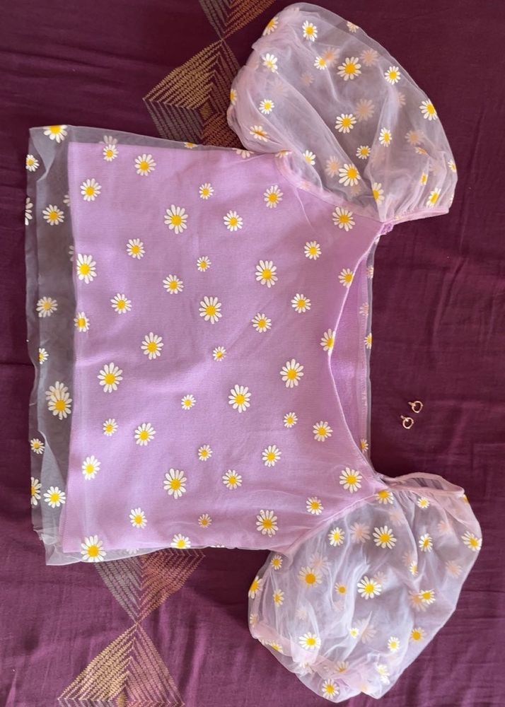 Purple Mesh Pullover Top