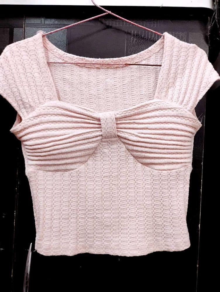 Pink Textured Knit Top
