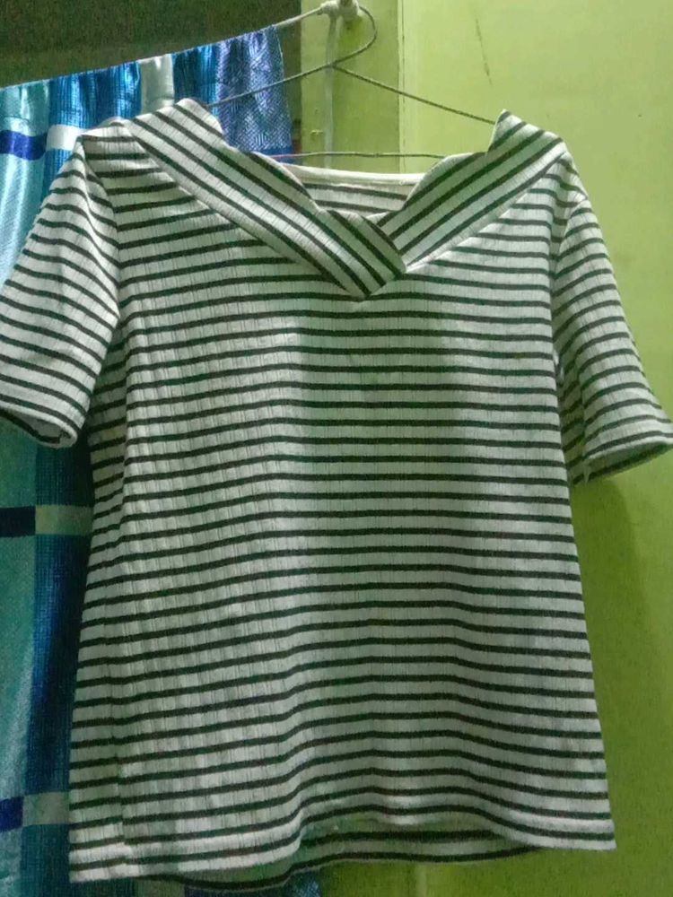Striped Top with Unique Collar