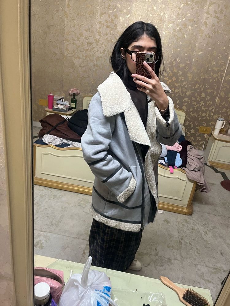 Cozy Blue Sherpa-Lined Jacket