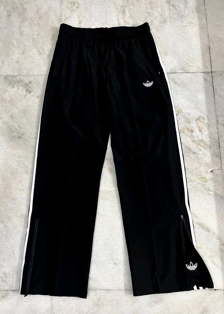 ADIDAS ORIGINALS BLACK STRAIGHT BOOTCUT TRACKPANTS