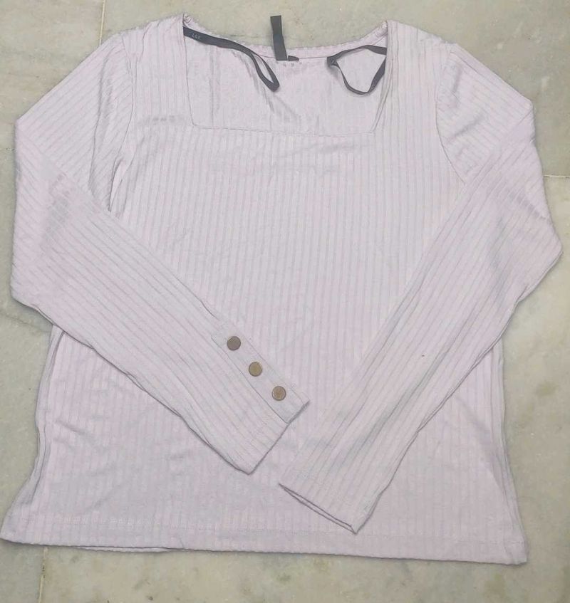 Ribbed Square Neck Top