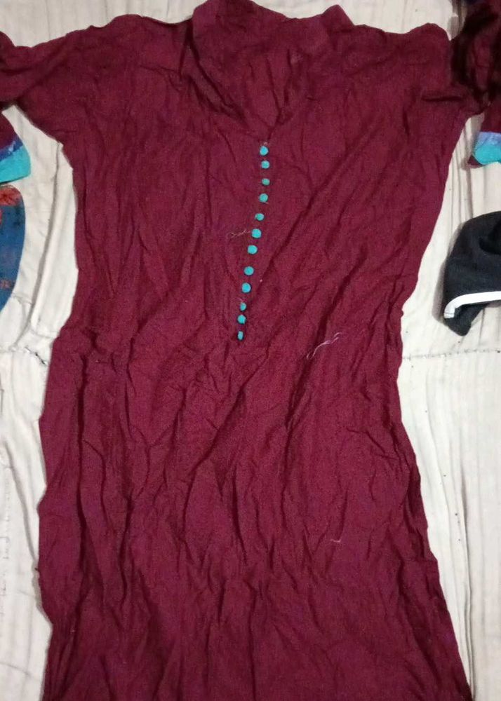 Maroon Kurta with Buttons