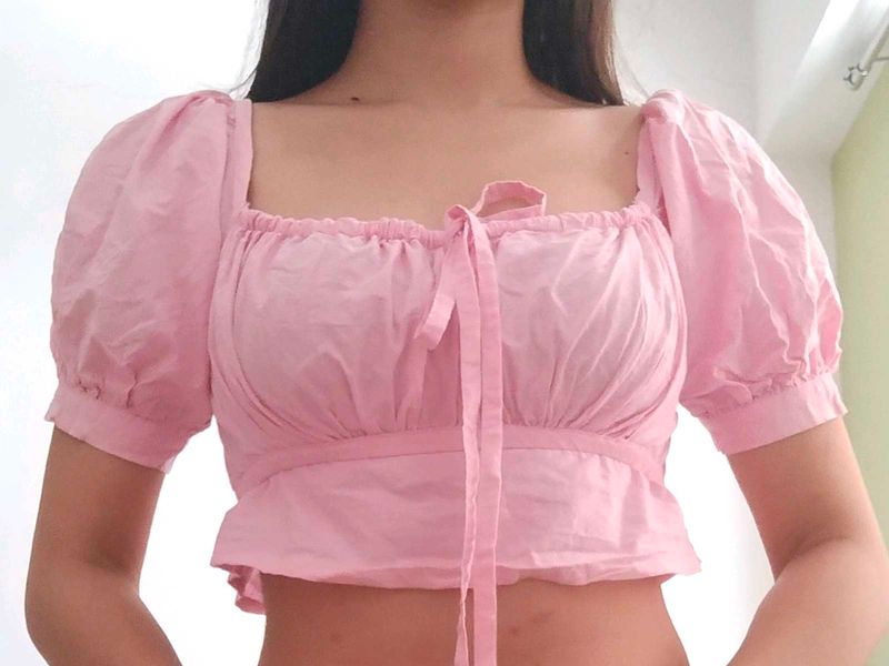 Cottage Core Pink Bustier Crop Top