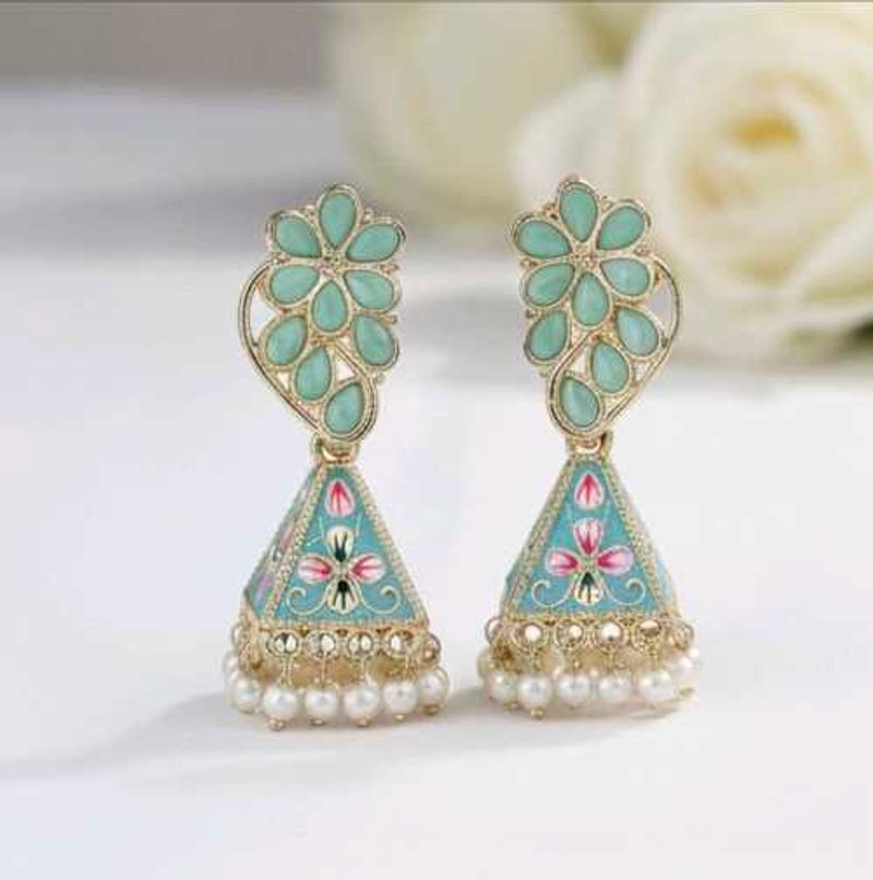 Floral Jhumka Earrings - Unused