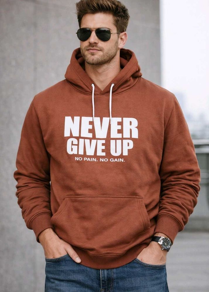 Never Give Up Graphic Hoodie, M Size