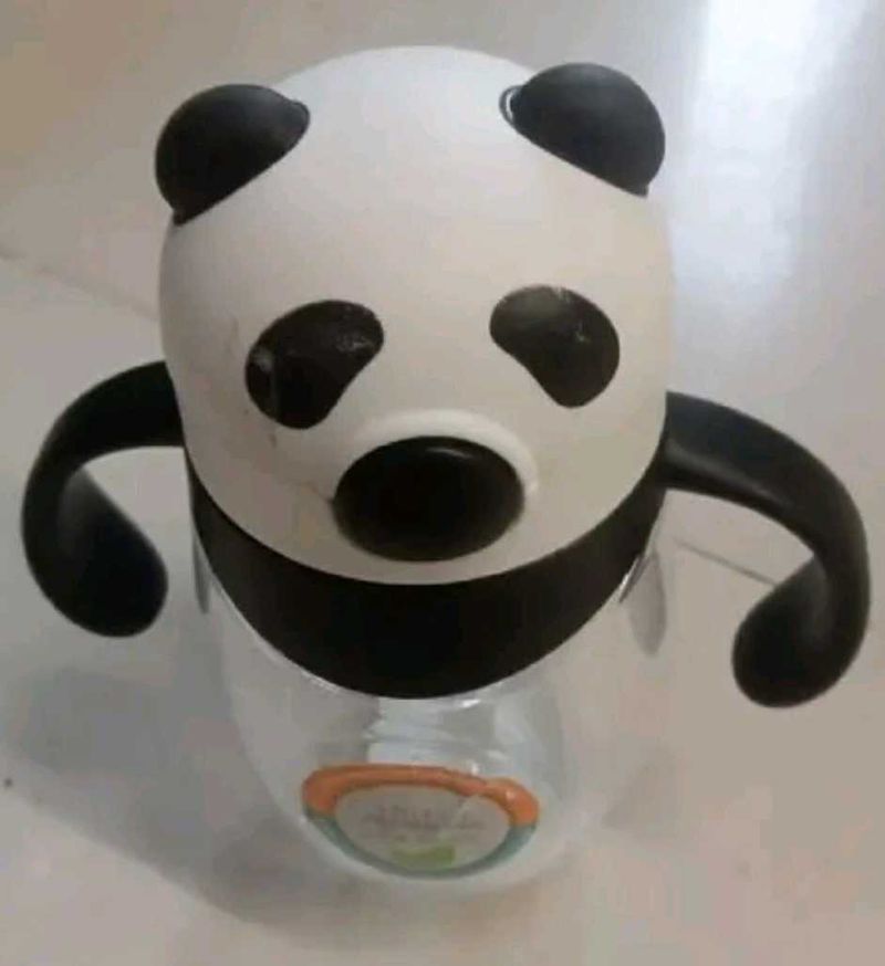Cute Panda Sipper Bottle With Silicon Straw 🖤