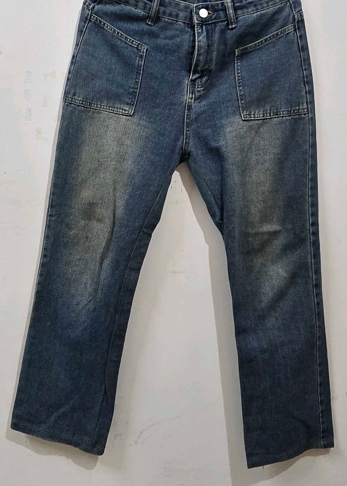 Classic High-Waisted Straight-Leg Denim Jeans
