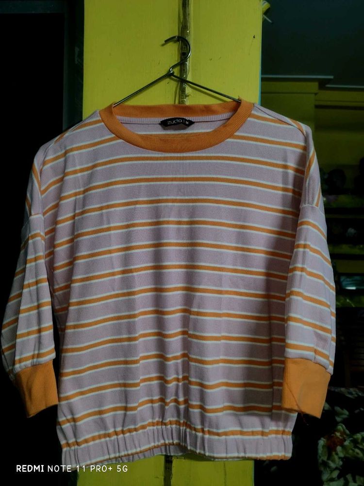 Striped Long Sleeve Crop Top