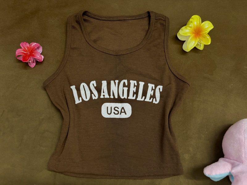 Brown LA Graphic Tank Top ( sleeveless )