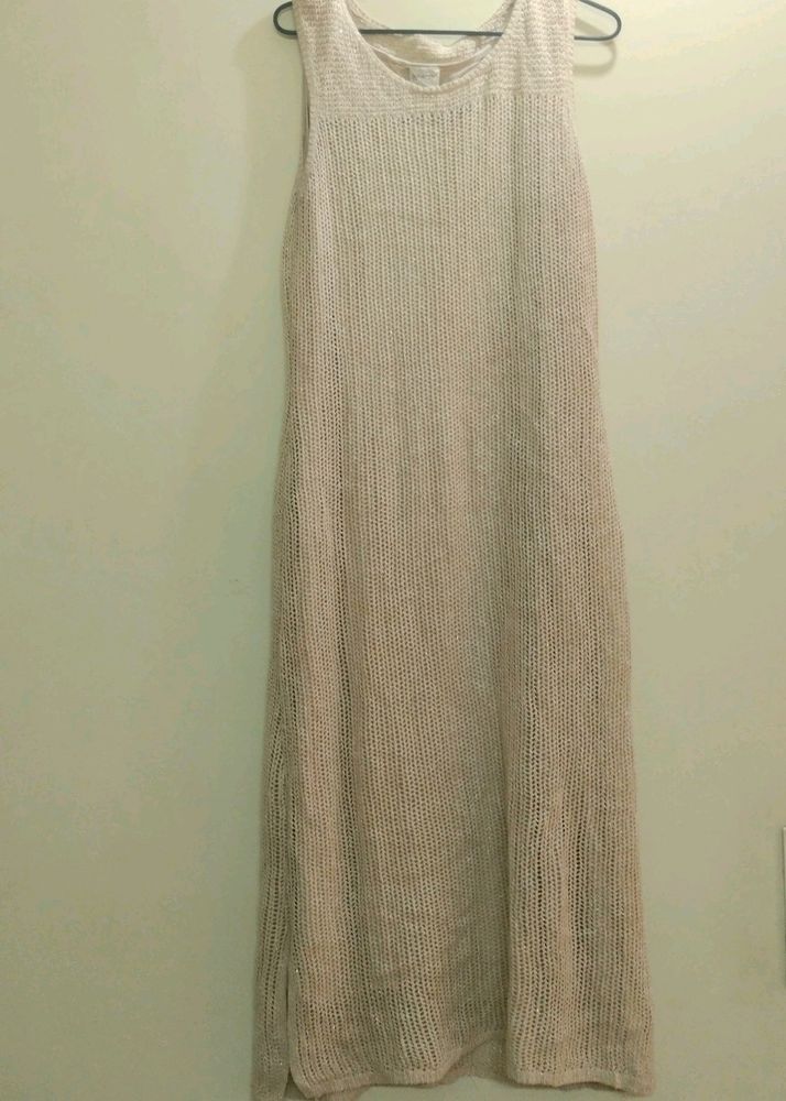 Maxi Cream Winter Dress(Below Knee) Size L