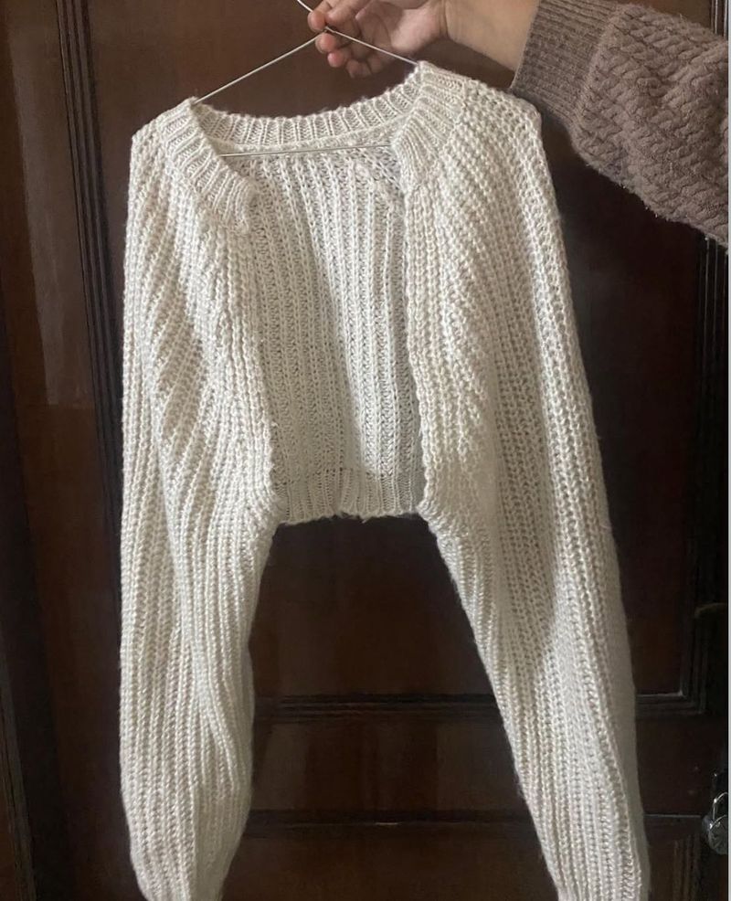 Cream Knit Cropped Sweater