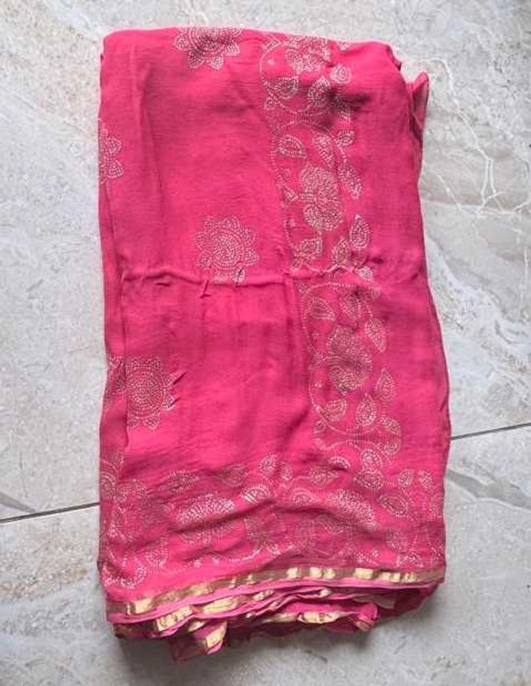 Rani Pink Golden Sequin Saree