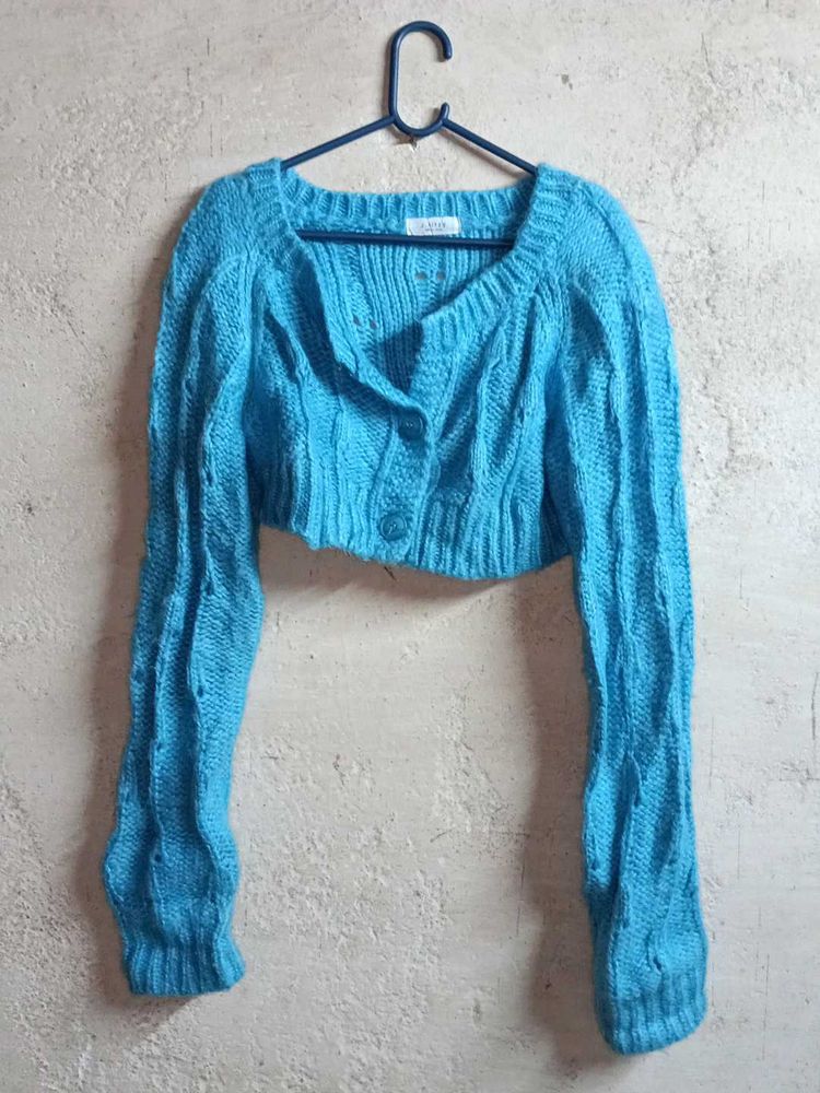 NEW Winter Cropped Knit Cardigan Blue 💙