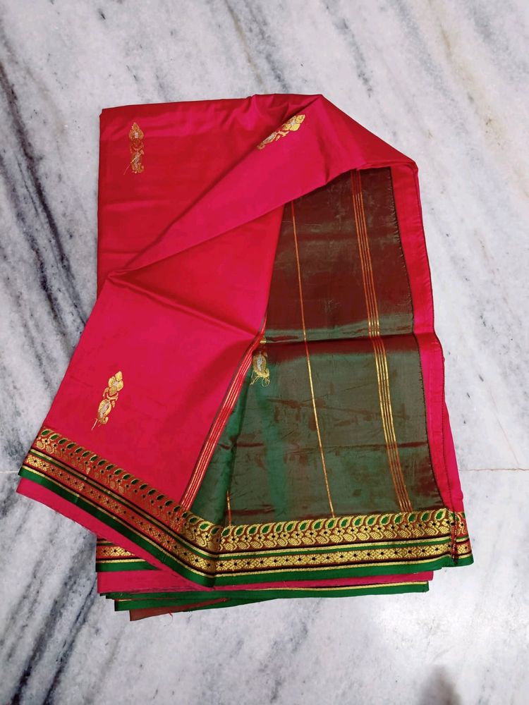 Pink And Green Banarasi Saree