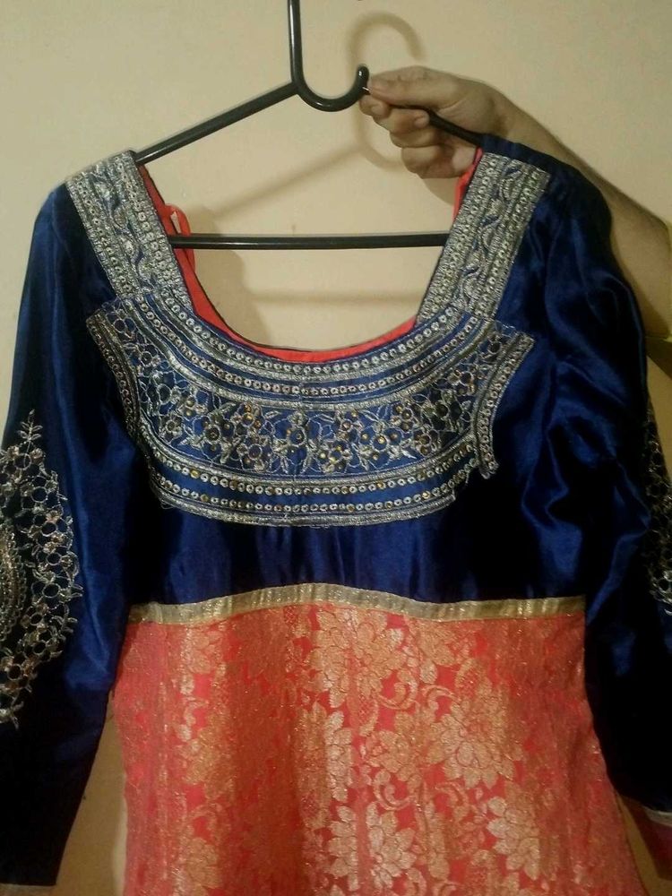 Dark Blue And Pink Dress Like New