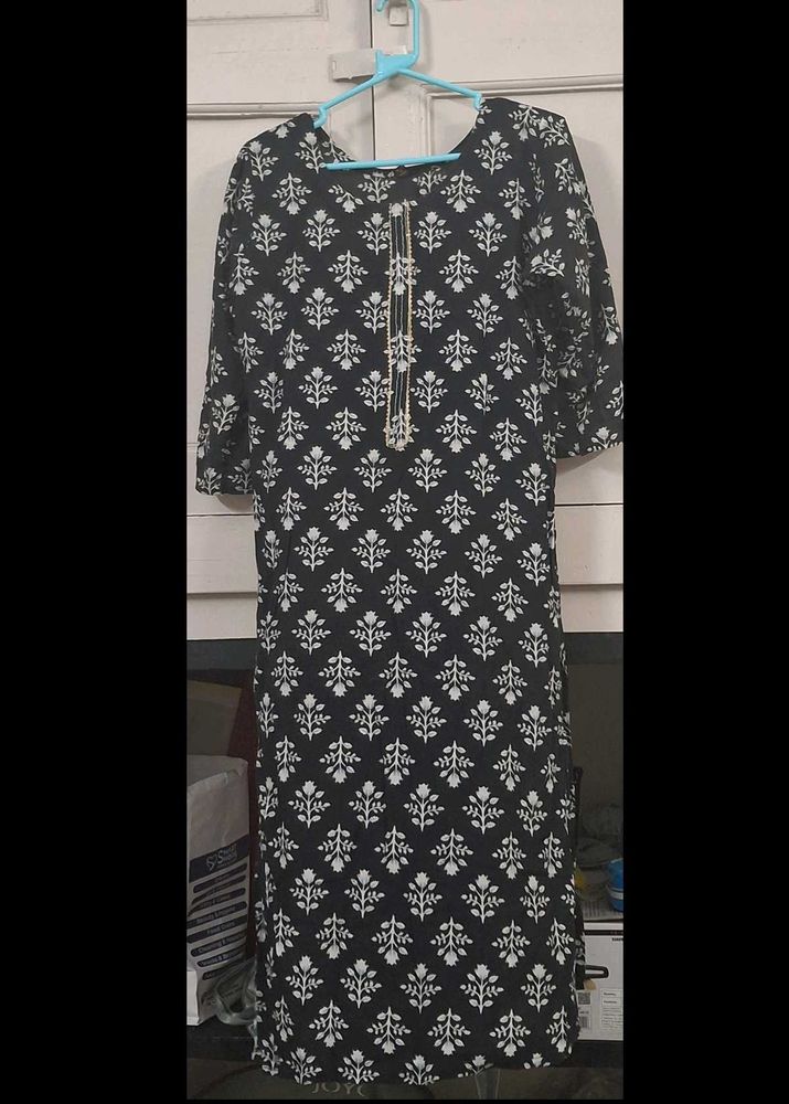 Black Printed Kurta Set With Pants
