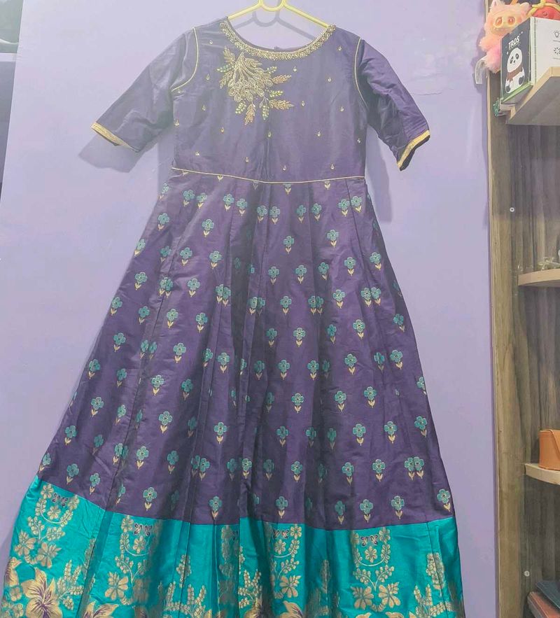 Elegant purple Floral Anarkali Dress
