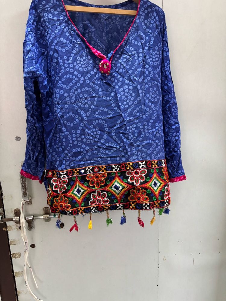 Blue Bandhani Top