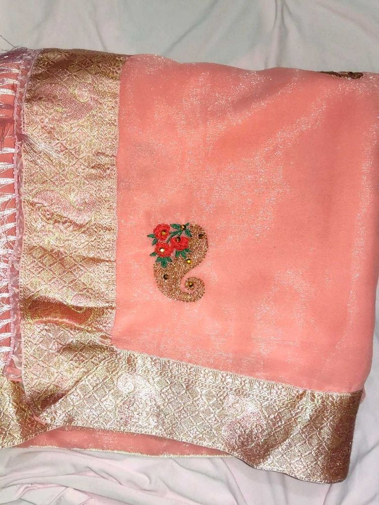 Elegant Peach Saree