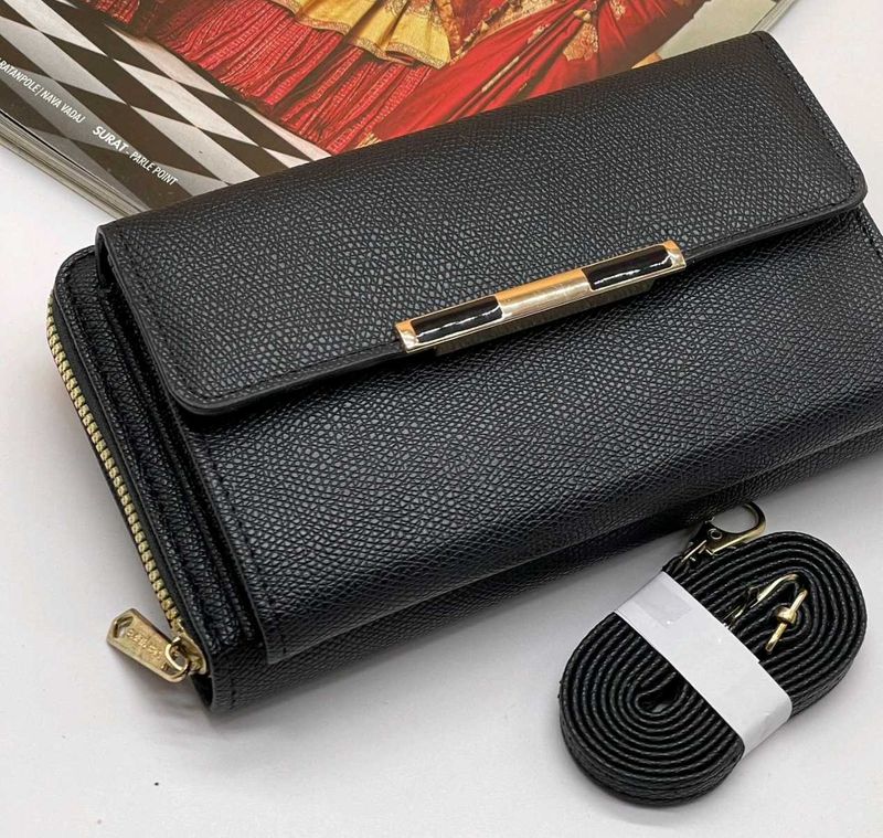 Chic Black Wallet with Gold Accents