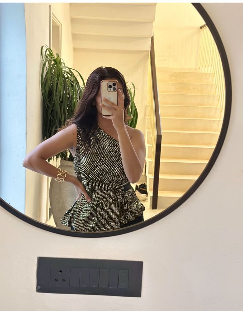 Sparkly One-Shoulder Top