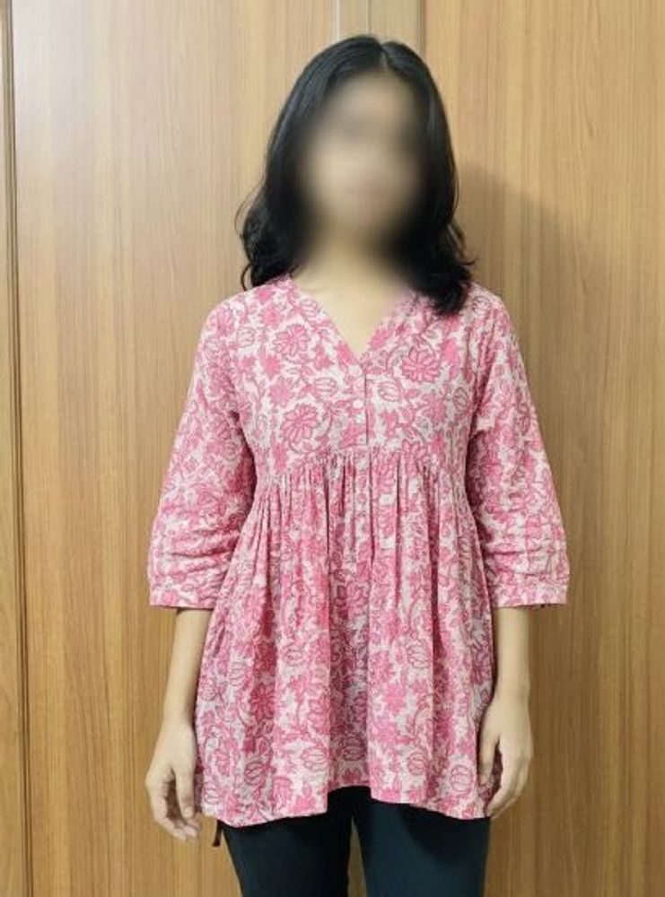 Floral Print Pink Tunic Top