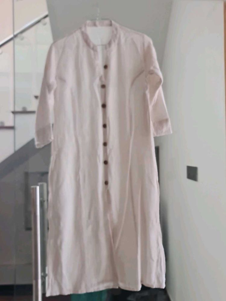 Elegant White Cotton Kurta wirh pant
