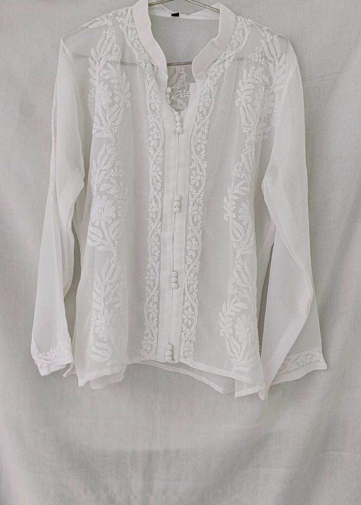 Elegant White Embroidered Top