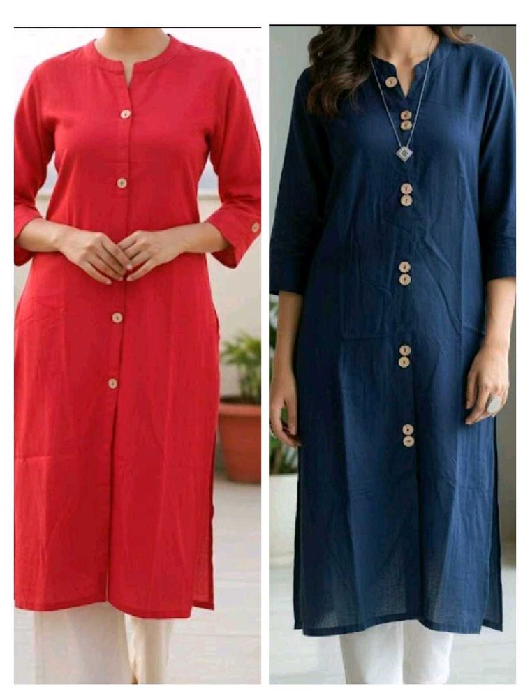 Stylish Red &amp; Blue Front-slit Kurtas