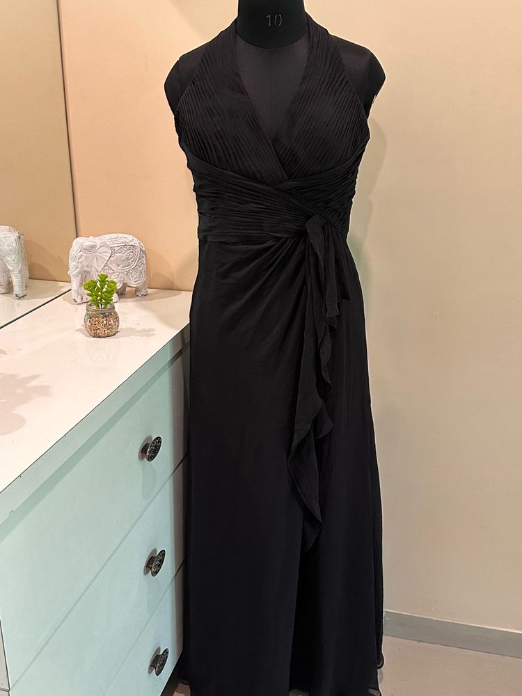 Elegant Black Halter Maxi Dress And Red Dres