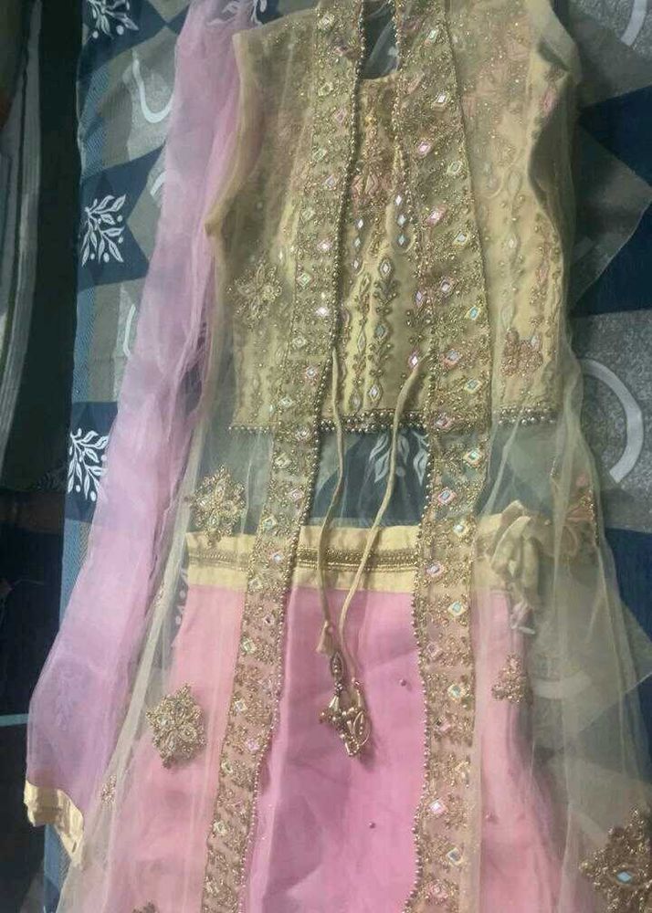 Pink &amp; Gold Embellished Party Dress