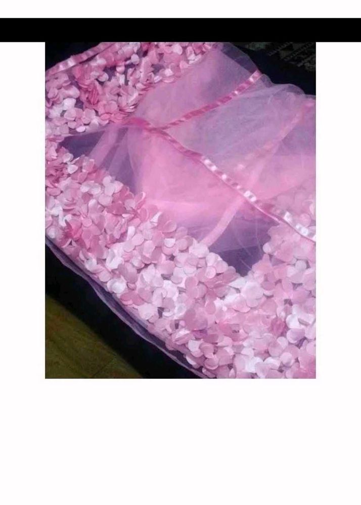 baby Pink Floral Net butter fly fabric lahanga sui