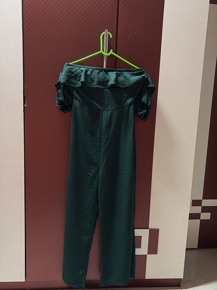 Green Off-Shoulder Jumpsuit