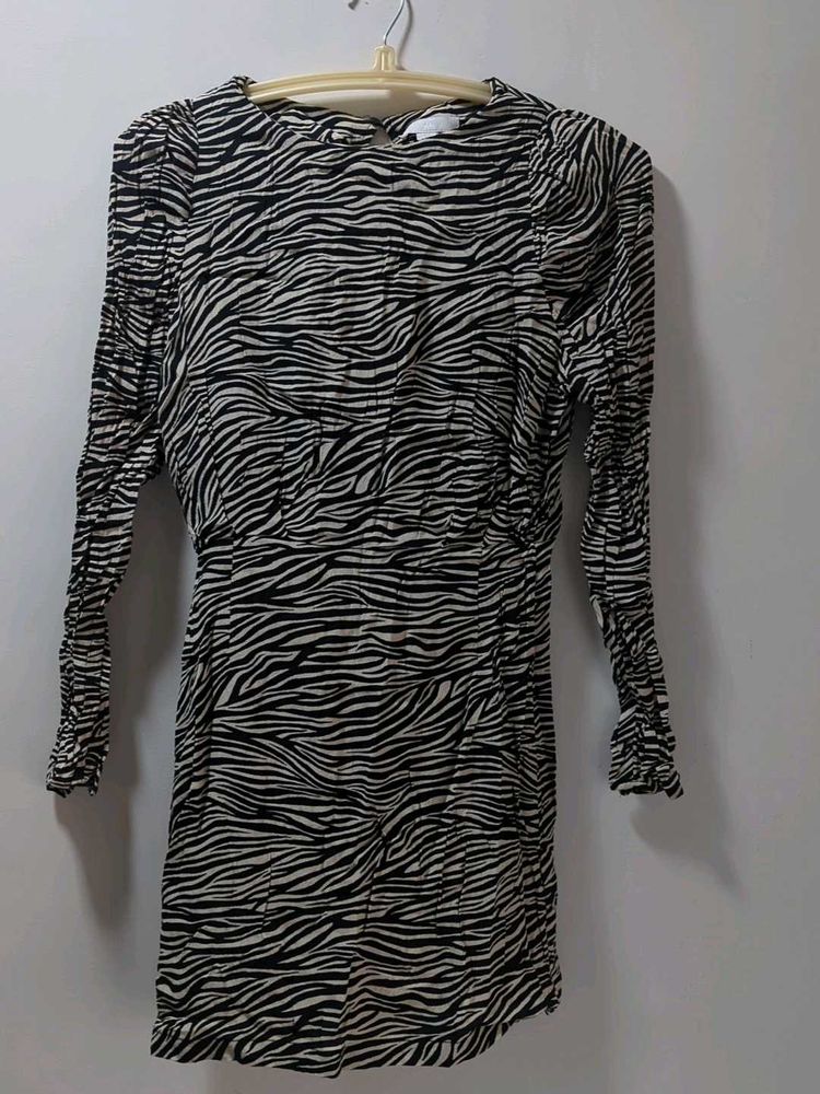 Zebra Print Backless Mini Dress