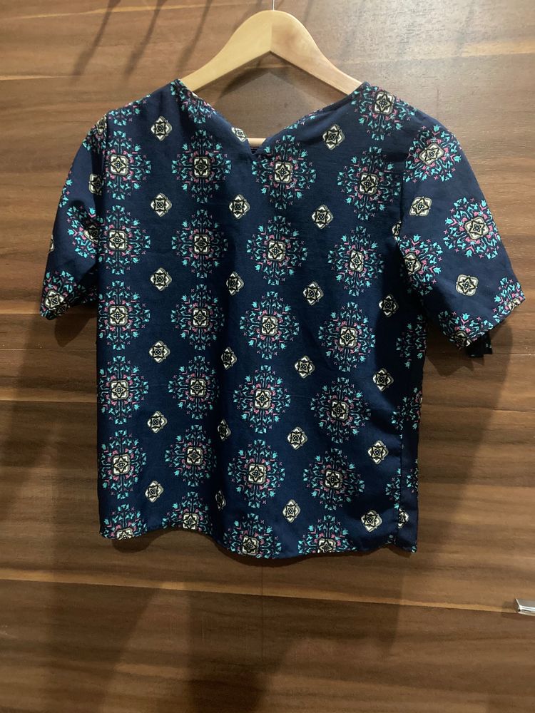 Printed Navy Blue Top