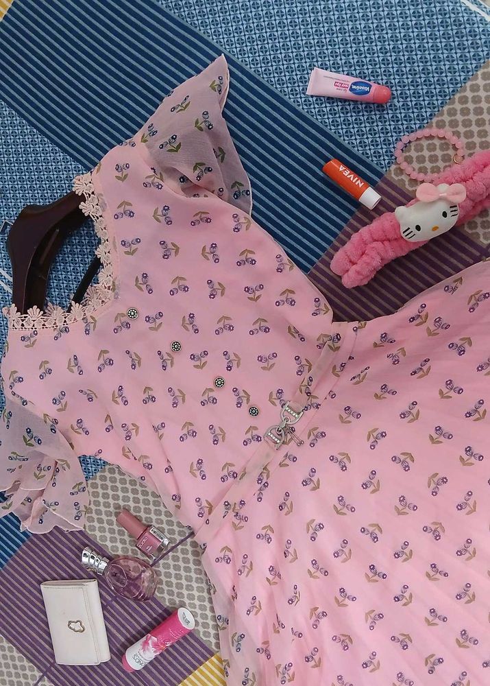 Pink Floral Mini Dress