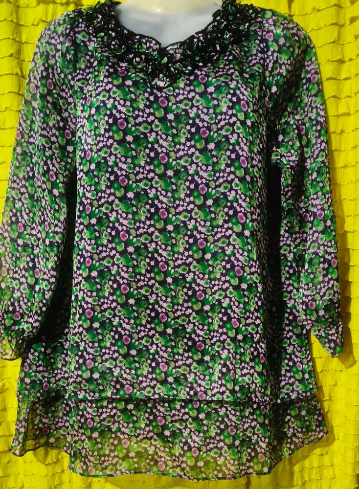 korean Floral Print Top